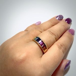 🎁Genuine 18K Rose Gold Rainbow Color Amulet Ring